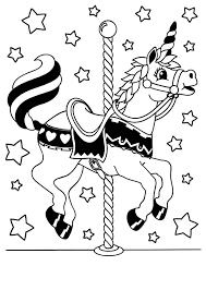 Make a coloring book with carousel for one click. Carousel Unicorn Horse Coloring Pages Best Place To Color