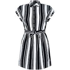 New Look Teens White Stripe Belted Shirt Dress