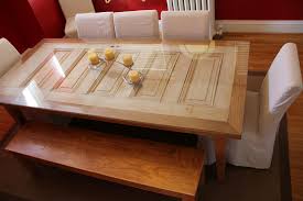 Glass Topped Old Door Table Panel Doors Repurposed Repurposed Dining Table 5 Panel Doors