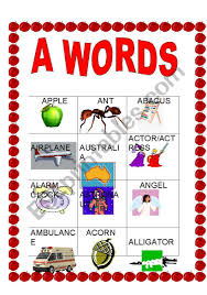 This puzzling new word game combines a word search with a jumble. English Worksheets Alphabet A Words