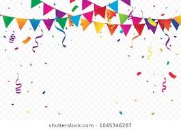 Many Falling Colorful Party Flags With Tiny Confetti And Ribbon On Transparent Background Celebration Event Congratulations Party Flags Colorful Party Flag