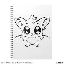 Color It Cute Bat Notebook Zazzle Com In 2020 Bat Coloring Pages Cute Coloring Pages Easy Animal Drawings