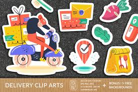 Download Big Delivery Clipart Flat Vector Digital Prints Stickers In Design Elements On Yellow Images Creative Store