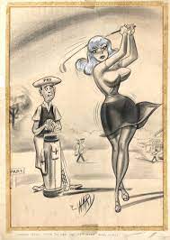 Bill Ward Golfer Cartoon, in Robert Plunkett's Good Girl Art XX Comic Art  Gallery Room
