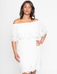 Studio Eyelet Off The Shoulder Dress Womens Plus Size