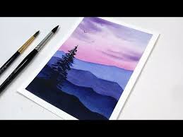 This simple watercolors painting uses limited pigments and is quite small. Watercolor Tutorial For Beginners Step By Step Purple Sunset Watercolor Painting For Beginners Watercolor Sunset Diy Watercolor Painting Purple Painting
