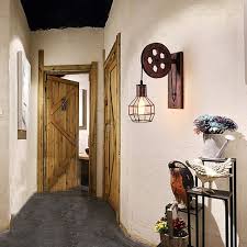 The industrial wall sconces are perfect décor for a beautiful house that adds a touch of industrialized feel to the living room, family room, office, bedroom, girl's room, den, bedside sofa, etc. Step Lights Ladiqi Industrial Wall Sconce Lighting Fixture Retro Pulley Wall Lamp Light Antique Cage Wall Mount Light Indoor Outdoor Lighting Ceiling Fans
