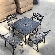 Outdoor furniture options are endless with chairs and seating, tables, benches, outdoor cushions and pillows. 5 Piece Solid Cast Aluminum Patio Furniture Dining Set Square Dining Table Arm Chair Set For Garden Poolside Backyard Garden Furniture Sets Aliexpress