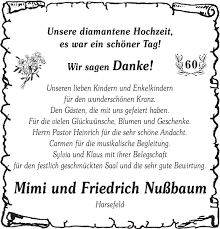 Danksagung Diamantene Hochzeit Hochzeit Stader Tageblatt