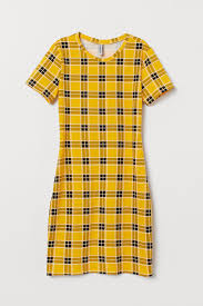 Black And Yellow Jersey Dress Jersey Dress Yellow Black Plaid Ladies H M Us Jersey Dress Fashion Tops Blouse Women Clothes Sale