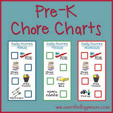 Pre K Chore Charts Premade And Blank Printables For The