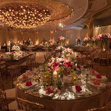 Beverly Hills Hotel Ballroom Wedding Reception Pink Roses Hanging From Chandelier Dance Floor Pink Wedding Inside Unique Wedding Decor Luxury Wedding Venues