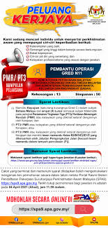 Antara tugas pembantu operasi adalah: Suruhanjaya Perkhidmatan Awam Malaysia Spa Iklan Peluang Kerjaya Dalam Perkhidmatan Awam Kementerian Pertahanan Malaysia Kementerian Komunikasi Dan Multimedia Malaysia Dan Kementerian Pembangunan