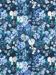 Gouache, floral, floral pattern, fashion, flowers, flower, nature, boho. John Lewis Partners Large Floral Print Fabric Blue