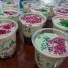 Guna sagu yang dah ada warna pun lagi senang. 1