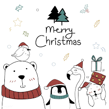 Download Premium Vector Of Hand Drawn Animals Wishing A Merry Christmas Merry Christmas Drawing Christmas Illustration Christmas Doodles