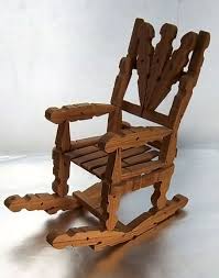 Clothes Pin Rocking Chair Vintage Tramp Art Folk Design Clothes Pins Rocking Chair Miniature Furniture