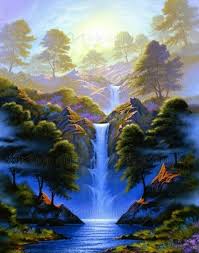 Gambar pemandangan alam air terjun seperti di atas sangat bagus untuk dijadikan wallpaper karena bisa membuat tenang bagi siapa saja yang melihatnya. 13 Lukisan Pemandangan Alam Air Terjun Kumpulan Gambar Pemandangan