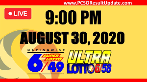 Announced jackpot plus a guaranteed $1,000,000 prize to win. August 30 2020 Pcso Lotto Result Live Pcso 9pm Draw 6 49 And 6 58 Youtube