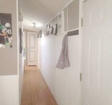 Hallway Makeover Remodel Manufactured Mobile Home Single Wide Stripes On Door Add Dimensi Mobile Home Makeovers Remodeling Mobile Homes Mobile Home Bathrooms