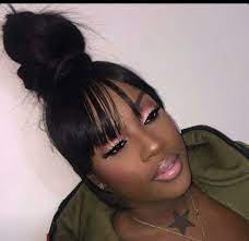 Top Knot Bun W Bangs Natural Hair Styles Hair Inspiration Hair Beauty