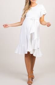 Wrapped ruched maternity dress $41.95. White Short Sleeve Maternity Dress 0d0571