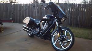Watch this quick video review. My New Batwing Fairing And Saddlebags Victory Motorcycle Forum
