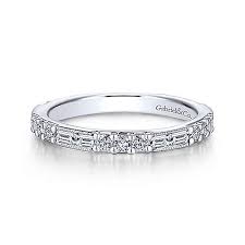 14k White Gold Round Baguette Diamond Stackable Ring Lr4572w45jj