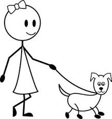 Cute Cartoon Girl Taking Her Cute Cartoon Dog For A Walk Stick Figure Drawing Cartoon Clip Art Art Drawings For Kids