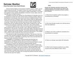 Extreme Weather 5th Grade Reading Comprehension Worksheet Reading Comprehension Worksheets Comprehension Worksheets Reading Comprehension