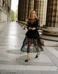 Olivia Palermo Black Lace Dress Fashion Style Street Style