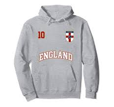 Everton, liverpool, uk, april, 17, 2016: England Football Team Hoodie Number 10 English Flag Soccer Th Teehelen
