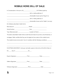 Maybe you would like to learn more about one of these? Free Mobile Manufactured Home Bill Of Sale Form Word Pdf Eforms