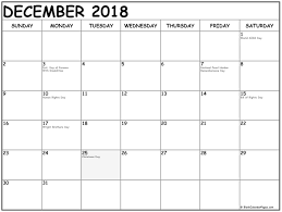 December 2018 Calendar With Usa Holidays Calendar Template 2018 Holiday Calendar Free Printable Calendar Templates