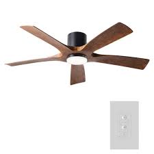 Designed to complement the décor trends. Modern Forms Aviator 54 In Indoor Outdoor Matte Black Distressed Koa 5 Blade Smart Flush Mount Ceiling Fan With Wall Control Fh W1811 5 Mb Dk The Home Depot