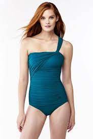 Women S Slender One Shoulder One Piece Swimsuit From Lands End One Piece Women S One Piece Swimsuits Swimsuits