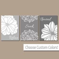 Gray Bathroom Wall Art Canvas Or Prints Bathroom Pictures Relax Soak Unwind Quote Flower Bathroo Bathroom Wall Decor Art Bathroom Artwork Teal Bathroom Decor