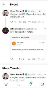 Some hbo max subscribers received a strange email thursday night with the subject line integration test email # 1. the body of the email said only, this template is used by integration tests only. there were no attachments or images included. Ynstfmjyqiu6lm