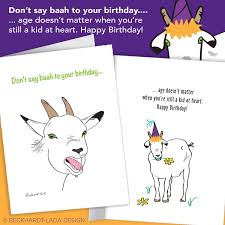 Kid At Heart Birthday Card Printed Or Downloadable Goat Card Custom Handmade Beckhardt Lada Design Happy Birthday Personalized Funny Happy Birthday Cards Birthday Cards Heart For Kids