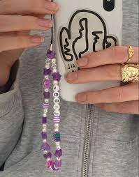 Phone Charm The Birthday Party Purple In 2021 Beaded Necklace Diy Handmade Wire Jewelry Beaded Jewelry Diy