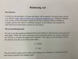 Answer key part 2 balancing reactions pdf name date. Solved Balancing Act Introduction For This Lab The Princ Chegg Com