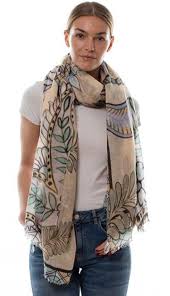Simone Bruns Tiger Jungle Cashmere Scarf Creme Paula Chlo