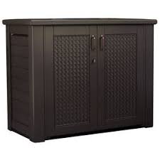 We did not find results for: Shop Rubbermaid 24 5 In L X 46 In W 122 8 Gallon Dark Teak Resin Deck Box At Lowe S Patio Storage Patio Cabinet Patio Storage Cabinet