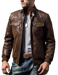 Amazon Com Flavor Men Biker Retro Brown Leather Motorcycle Jacket Genuine Leather Leather Jacket Men Brown Leather Jacket Men Brown Leather Motorcycle Jacket