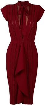 Dark Red Dress Of A Remarkable Fabric That Has Even Ribbon Strips Of Matching Lace Insets Tie Neckline With A Chiffon Covered D Fashion Pretty Dresses Style