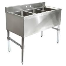 three 3 compartment stainless steel