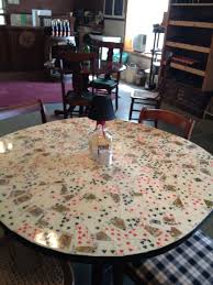 Took Playing Cards Glued Them To A Table And Sealed The Table With Epoxy For Durability Great For A Gaming Ro Game Room Bed Bath And Beyond Board Game Table