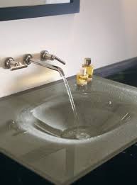 looking into glass vanity sink top