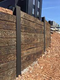 Wall Of Used Oak Railway Sleepers Slotted Into Rsjs Landscaping Retaining Walls Fence Design Building A Retaining Wall