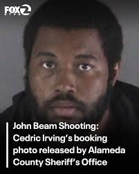 BOOKING PHOTO: Cedric Irving Jr.'s booking photo released by Alameda County  Sheriff's Office. Irving's arrest in the shooting death of famed college  football coach and athletic director John Beam was announced earlier